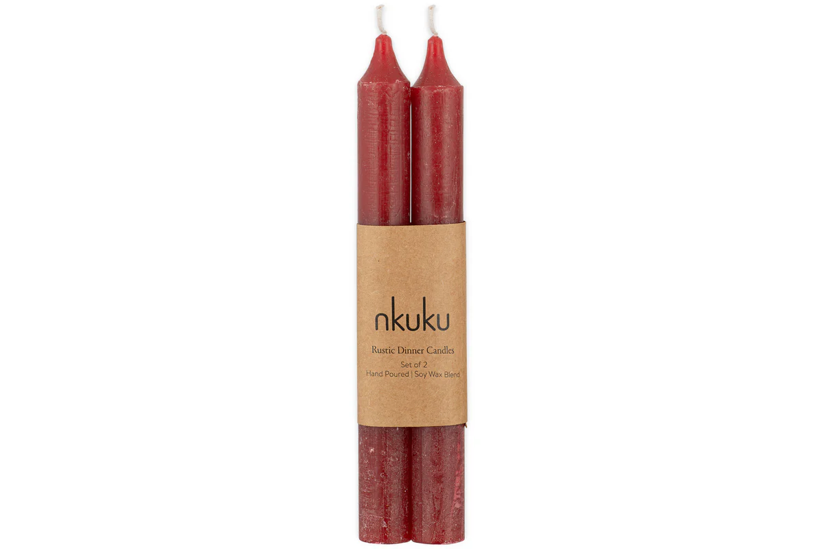 Rustic Soy Blend Dinner Candle - Dark Cherry (Set of 2) - Image 4