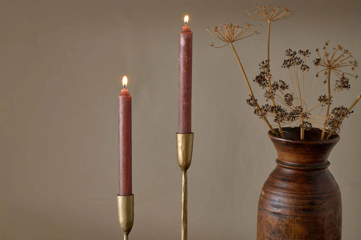 Rustic Soy Blend Dinner Candles - Rust (Set of 2) - Image 4