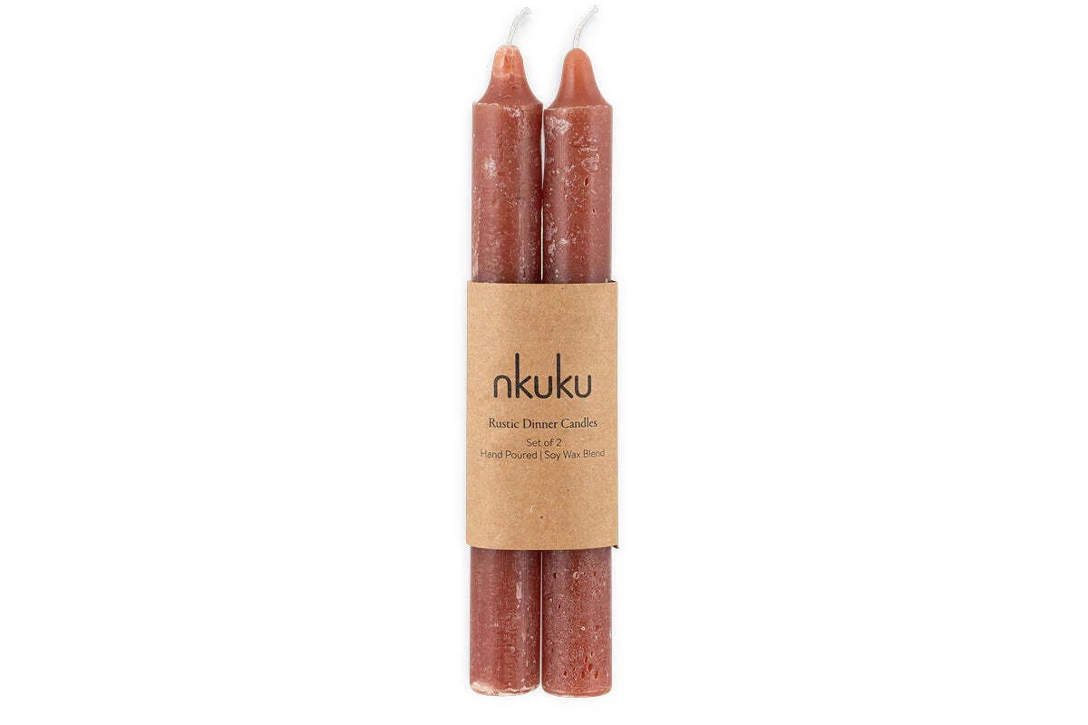 Rustic Soy Blend Dinner Candles - Rust (Set of 2) - Image 5