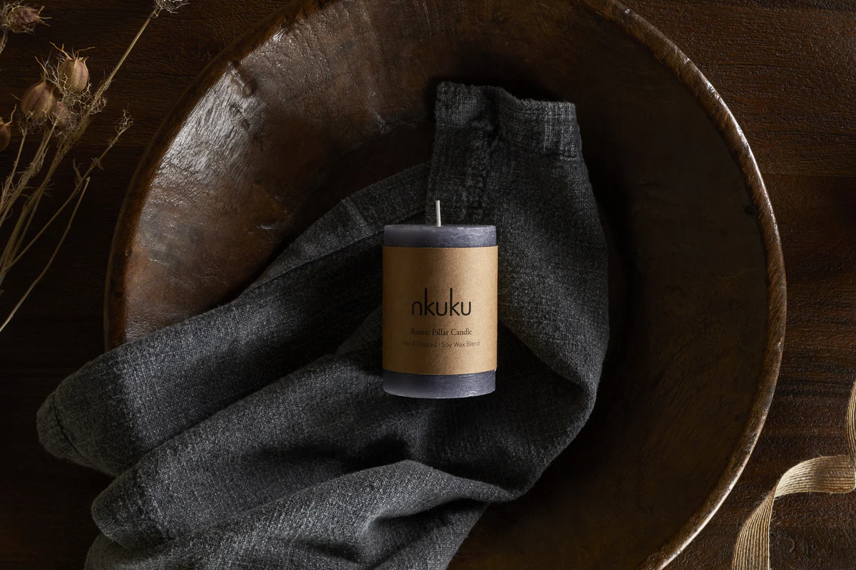 Rustic Soy Blend Mini Pillar Candle - Charcoal - Image 3