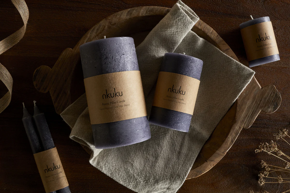 Rustic Soy Blend Mini Pillar Candle - Charcoal - Image 4