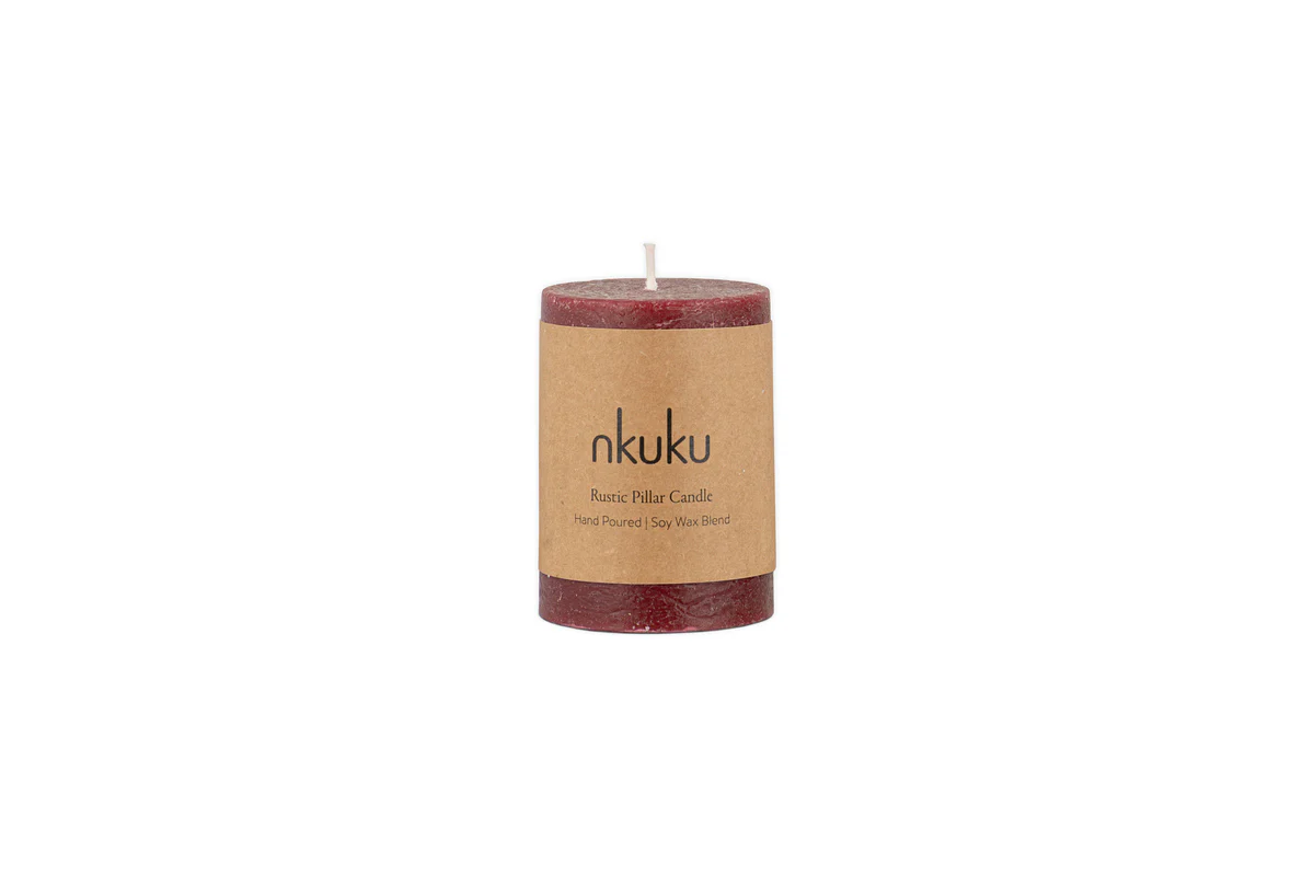 Rustic Soy Blend Mini Pillar Candle - Dark Cherry - Image 4