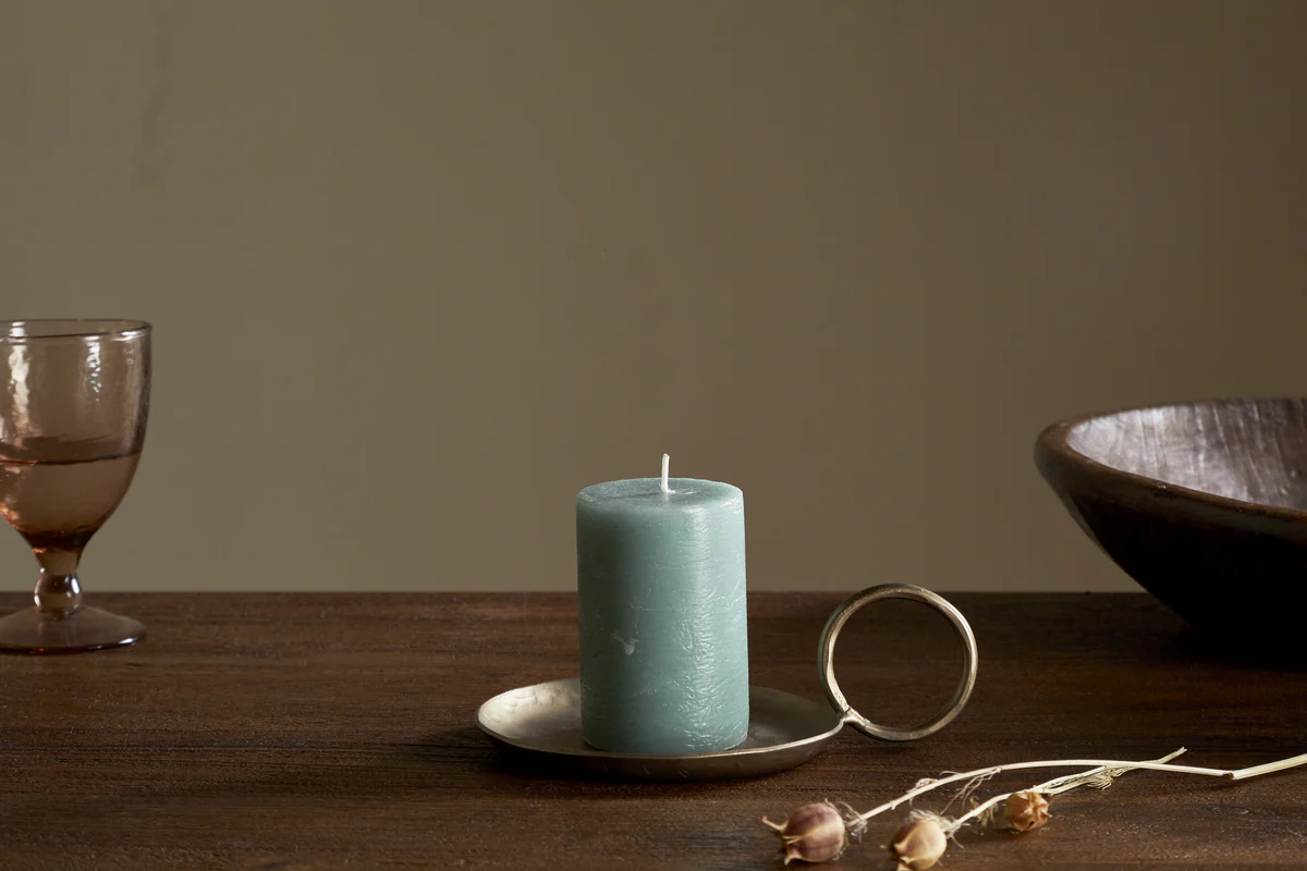 Rustic Soy Blend Mini Pillar Candle - Sage Green - Image 2