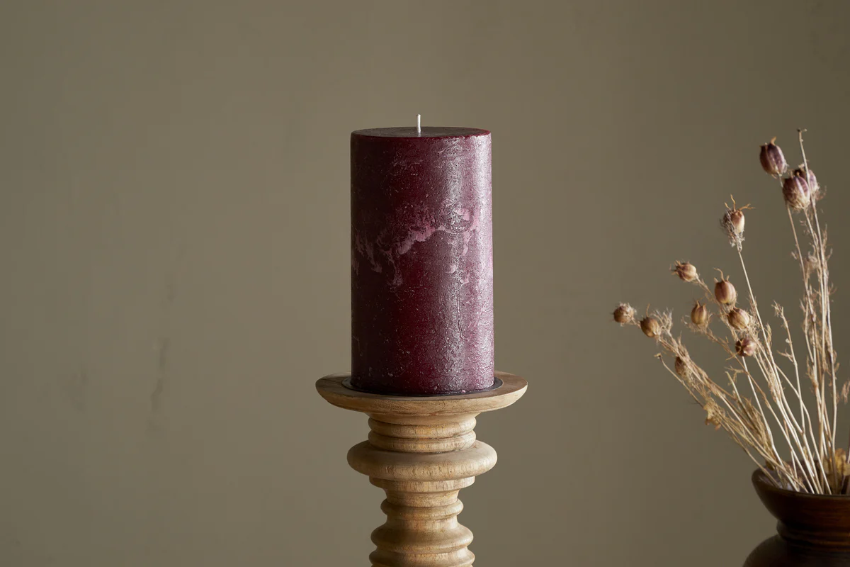 Rustic Soy Blend Pillar Candle - Dark Cherry - Large - Image 2