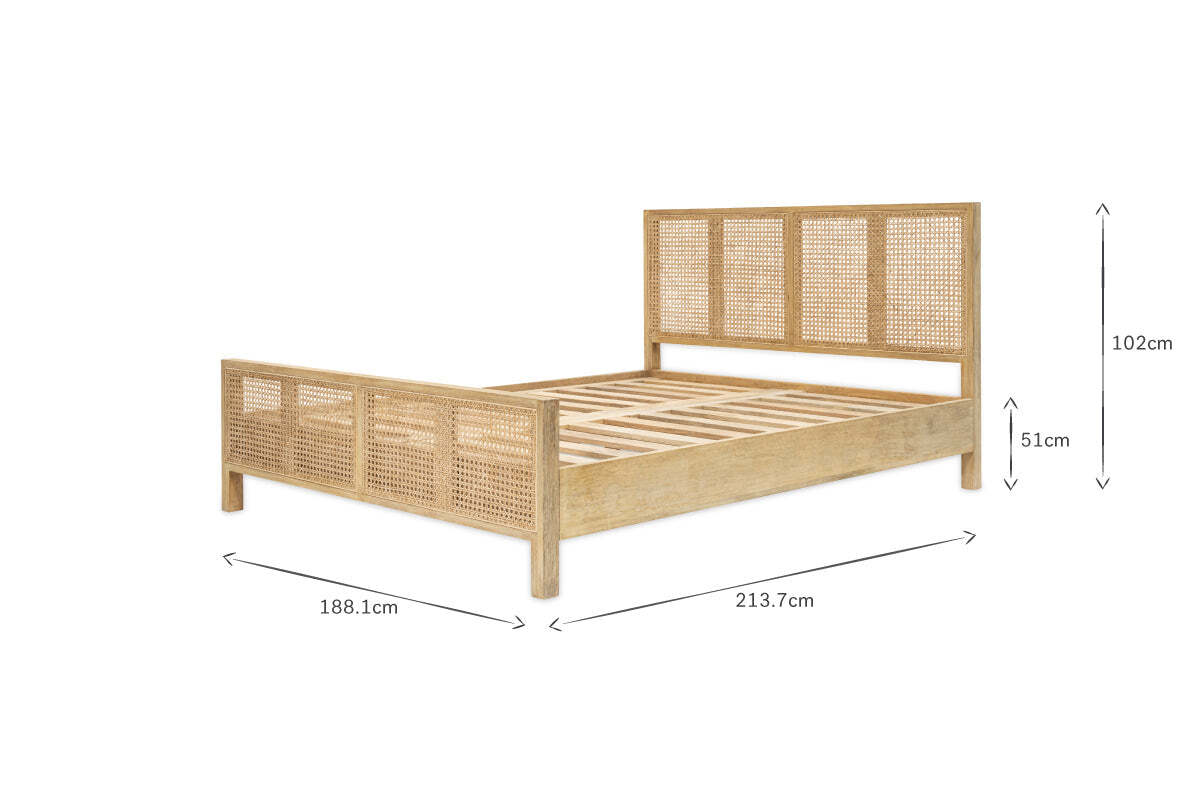 Saharsa Cane & Mango Wood Bed - Image 10