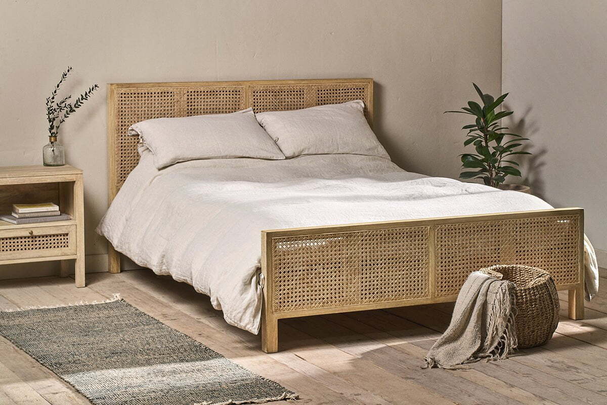 Saharsa Cane & Mango Wood Bed - Image 3