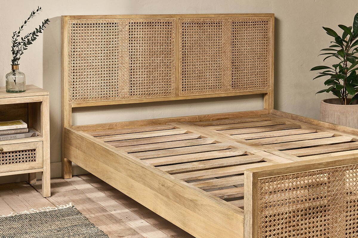Saharsa Cane & Mango Wood Bed - Image 4