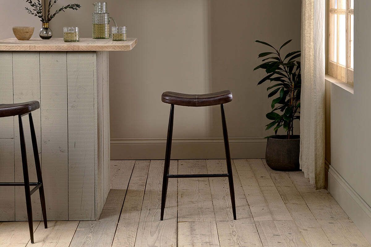 Samaira Leather Counter Stool - Dark Brown - Image 3