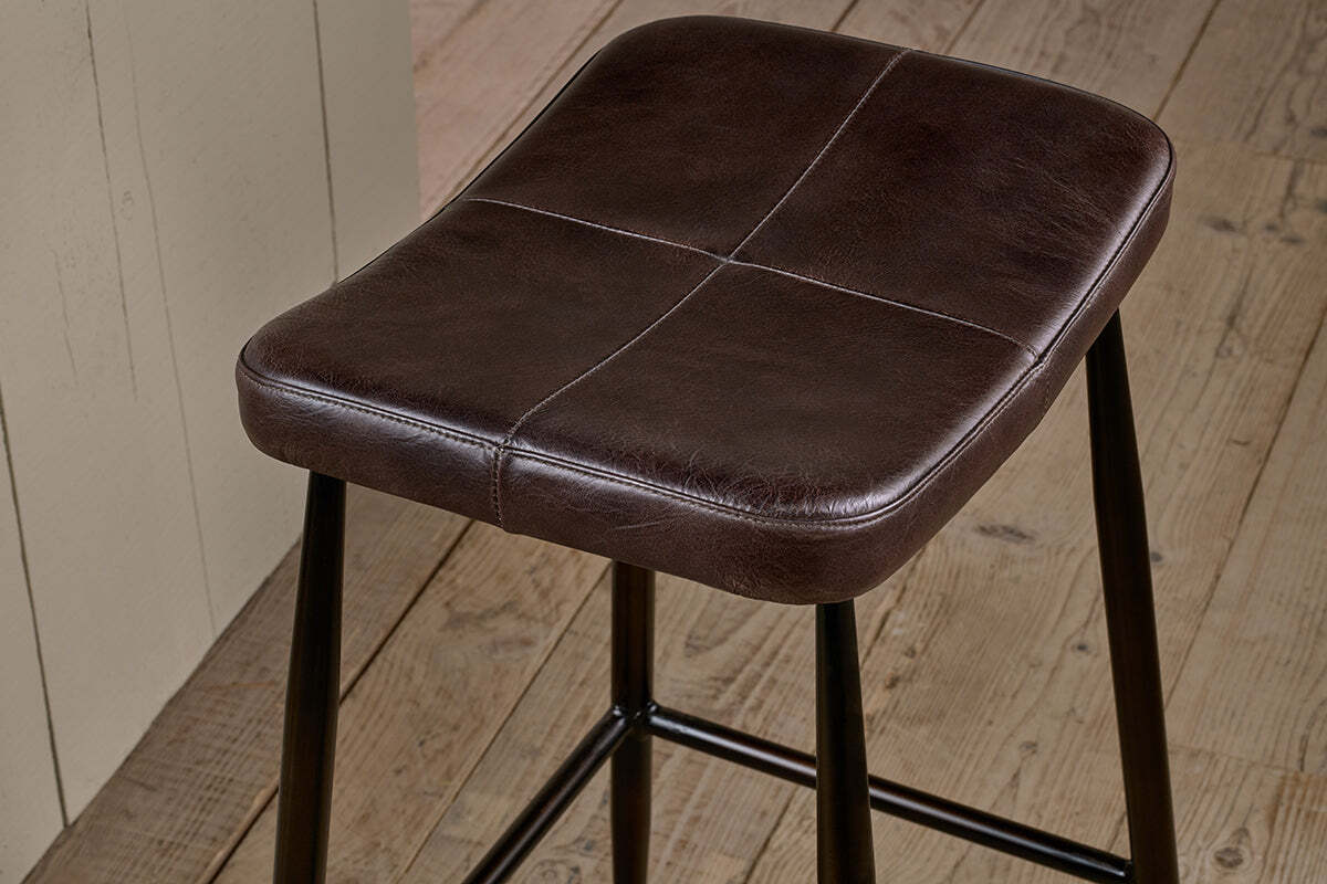 Samaira Leather Counter Stool - Dark Brown - Image 4