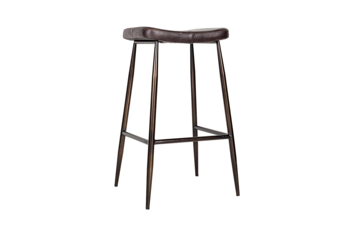 Samaira Leather Counter Stool - Dark Brown - Image 7