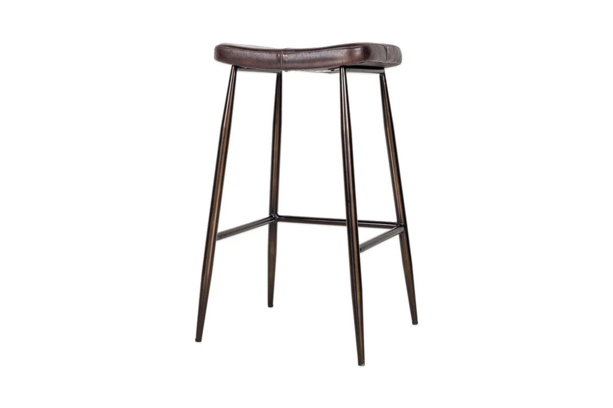 Samaira Leather Counter Stool - Dark Brown - Image 8