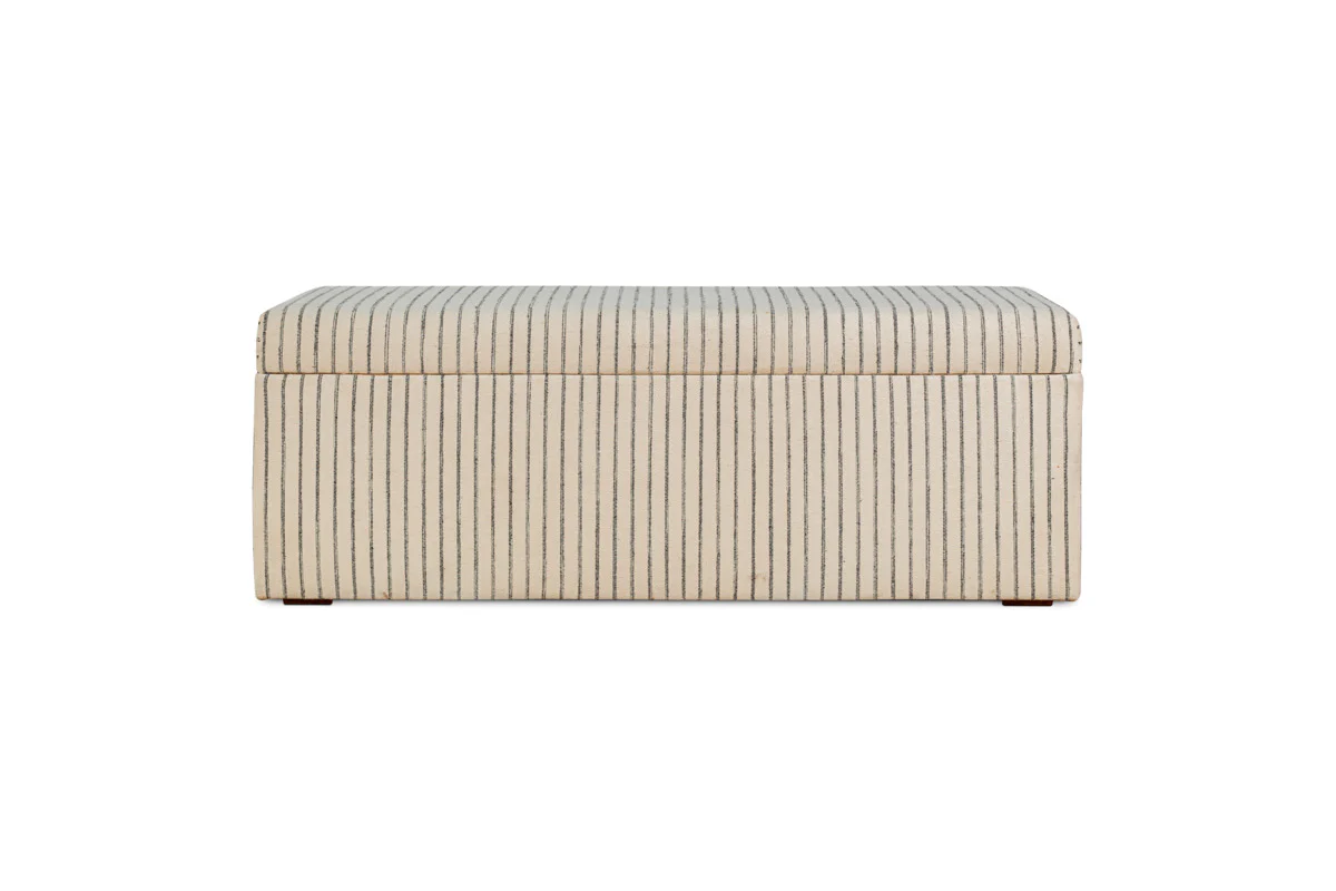 Sanja Stripe Cotton & Linen Upholstered Storage Bench - Grey - Image 9