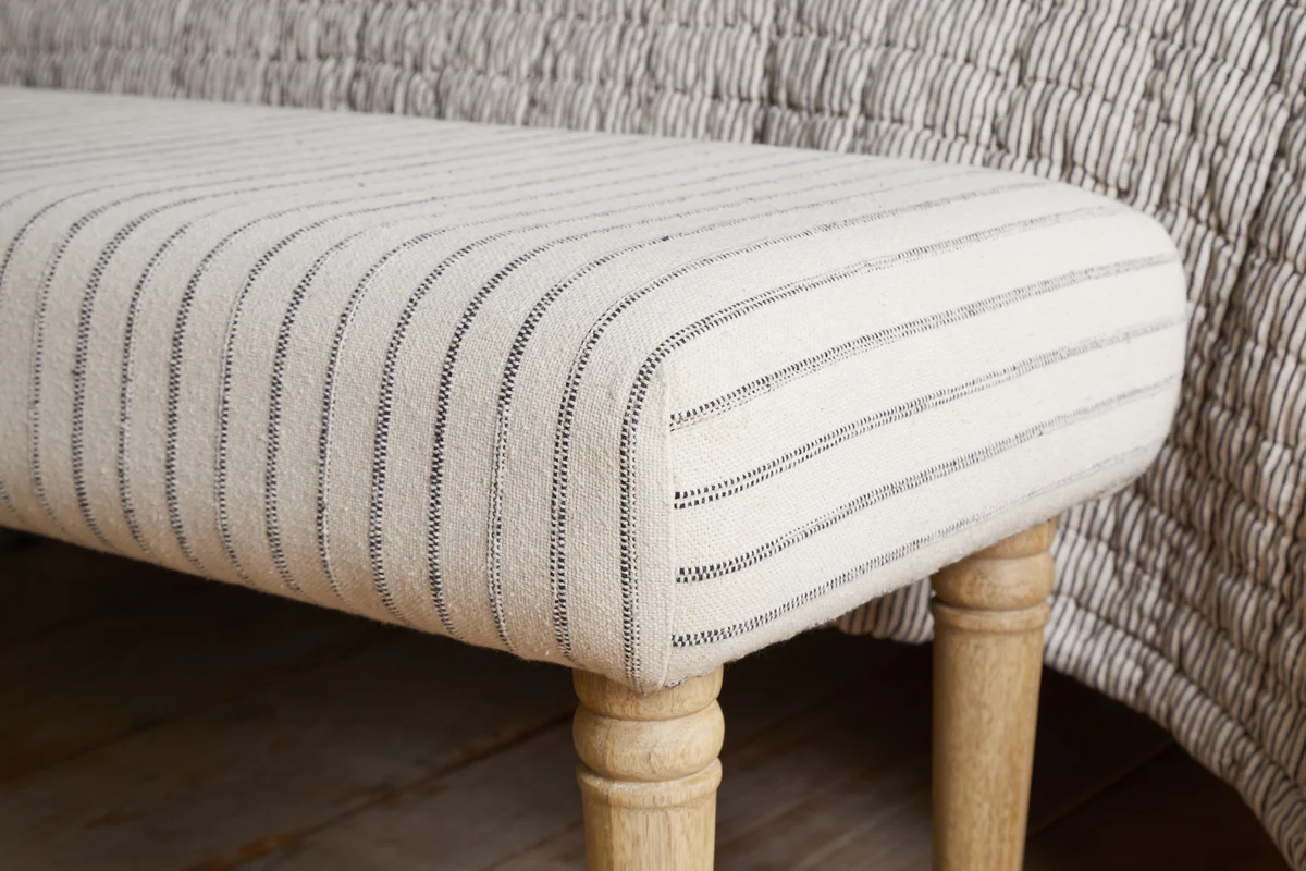 Sanja Stripe Upholstered Bench - Grey - Image 3