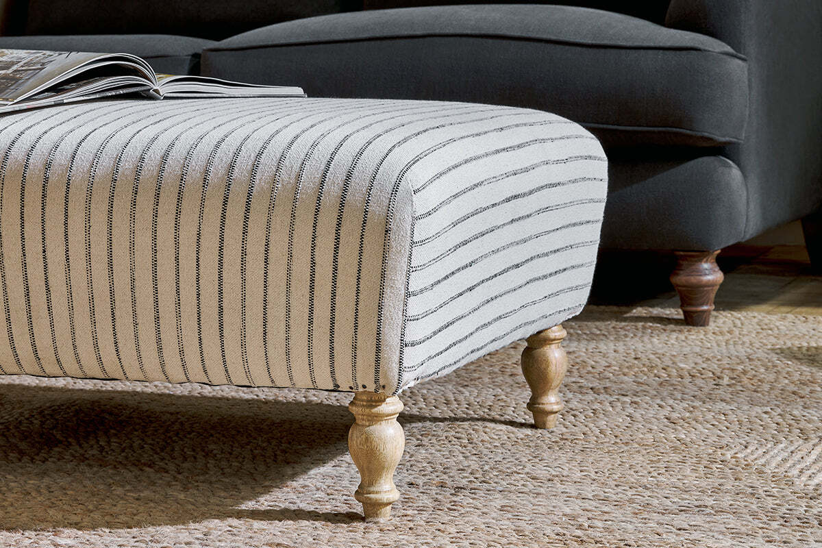 Sanja Stripe Upholstered Ottoman - Off White - Image 3