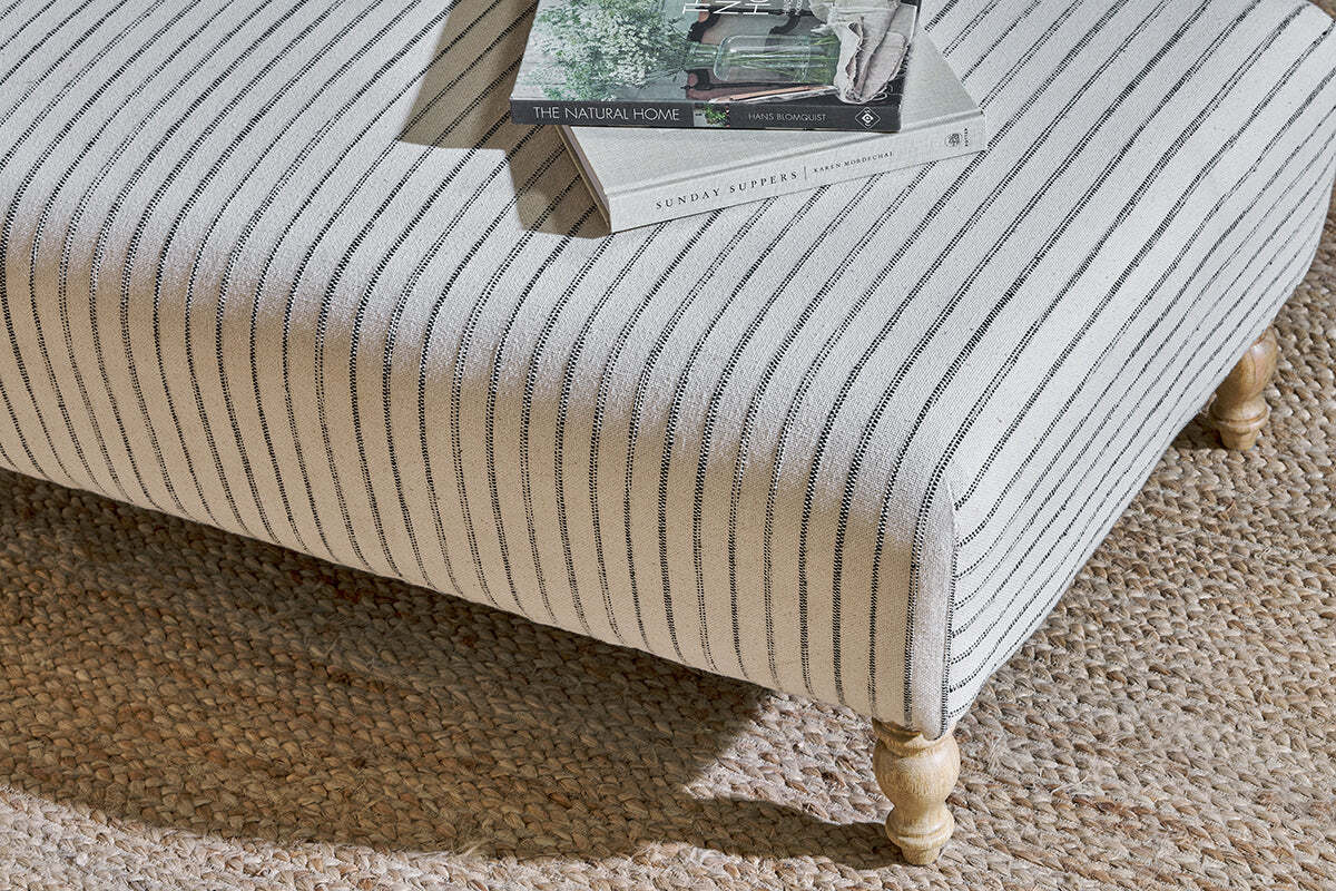 Sanja Stripe Upholstered Ottoman - Off White - Image 4