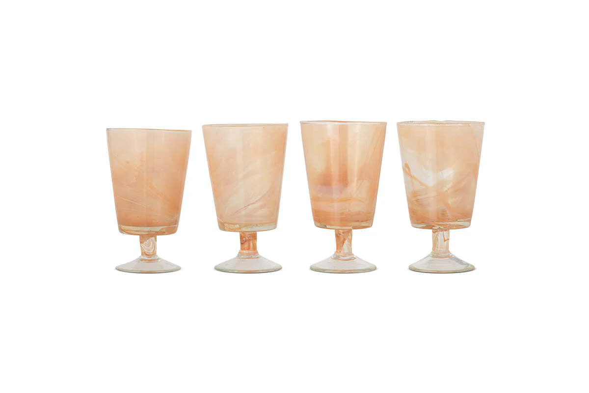 Shirali Marble Swirl Wine Glass - Apricot - (Set of 4) - Image 4