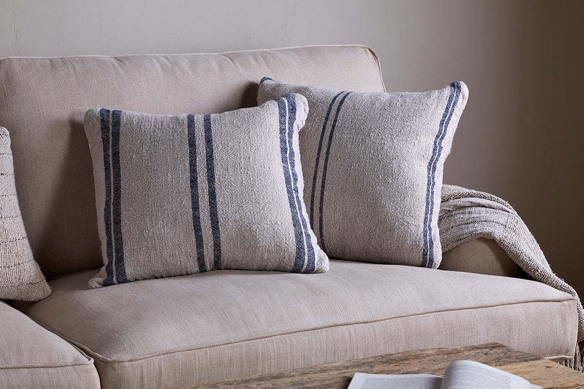 Tendali Linen Stripe Cushion Cover - Navy - Image 2