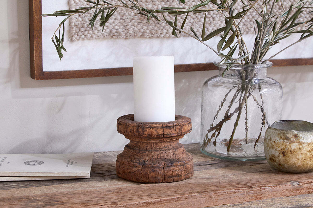 Thoko Reclaimed Round Candlestick - Dark Stain - Image 3