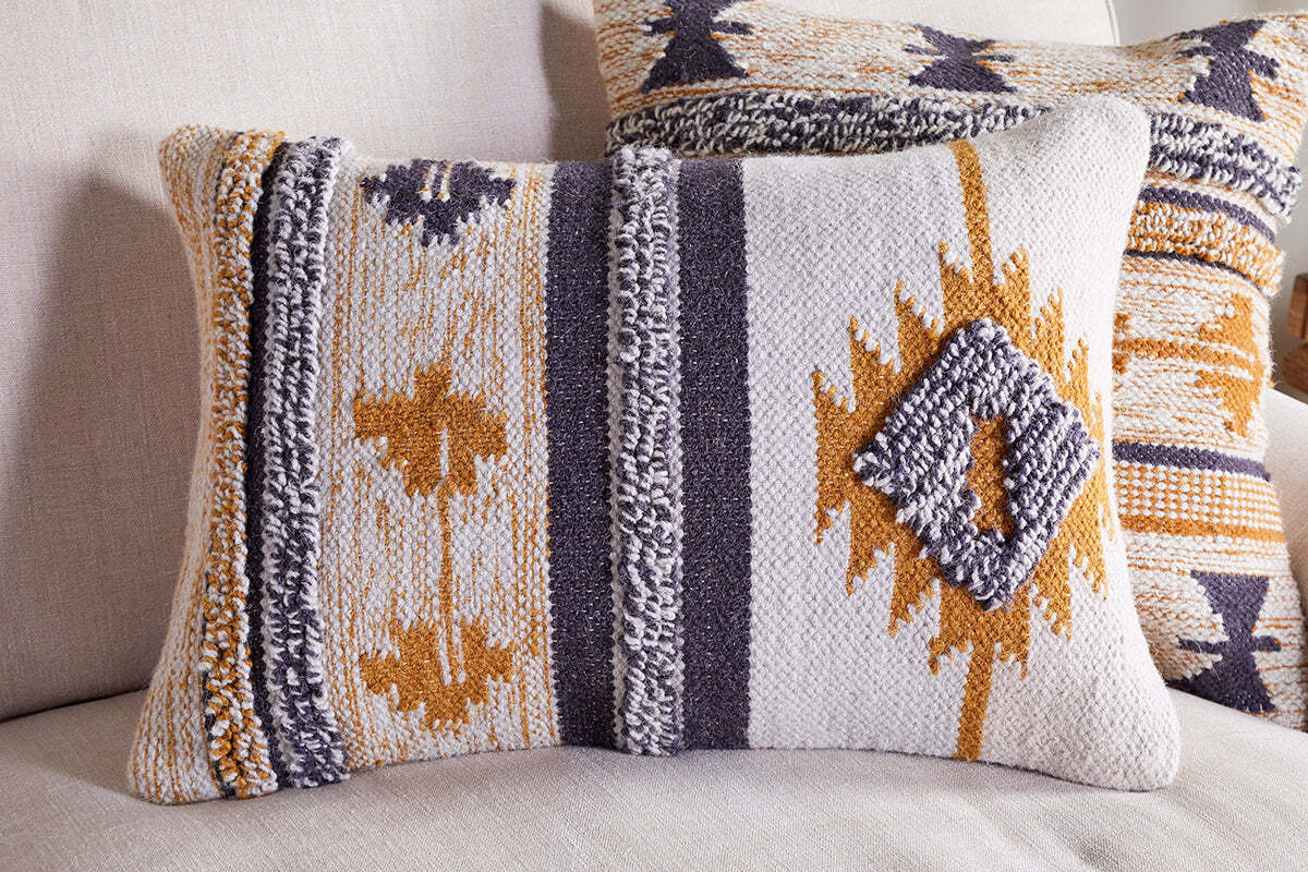 Tussi Sia Cushion Cover - Mustard & Grey - Image 2