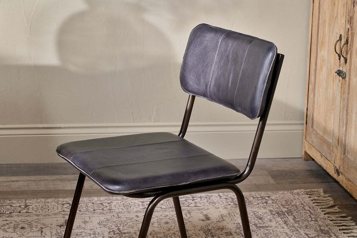 Ukari Leather Dining Chair - Aged Black - Image 3