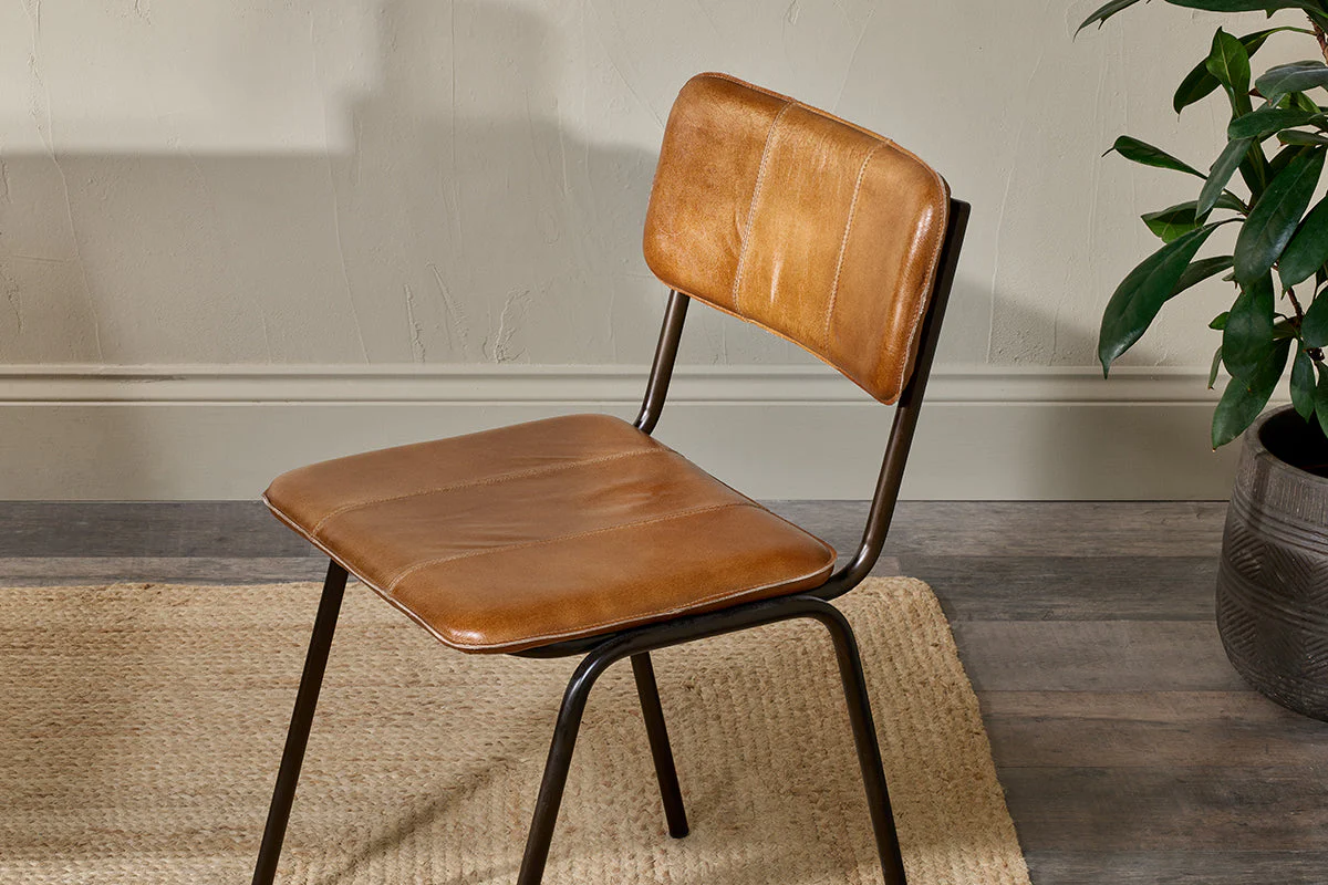 Ukari Leather Dining Chair - Aged Tan - Image 3