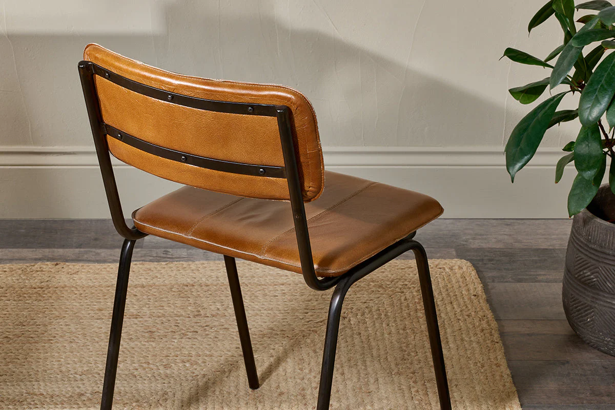 Ukari Leather Dining Chair - Aged Tan - Image 4