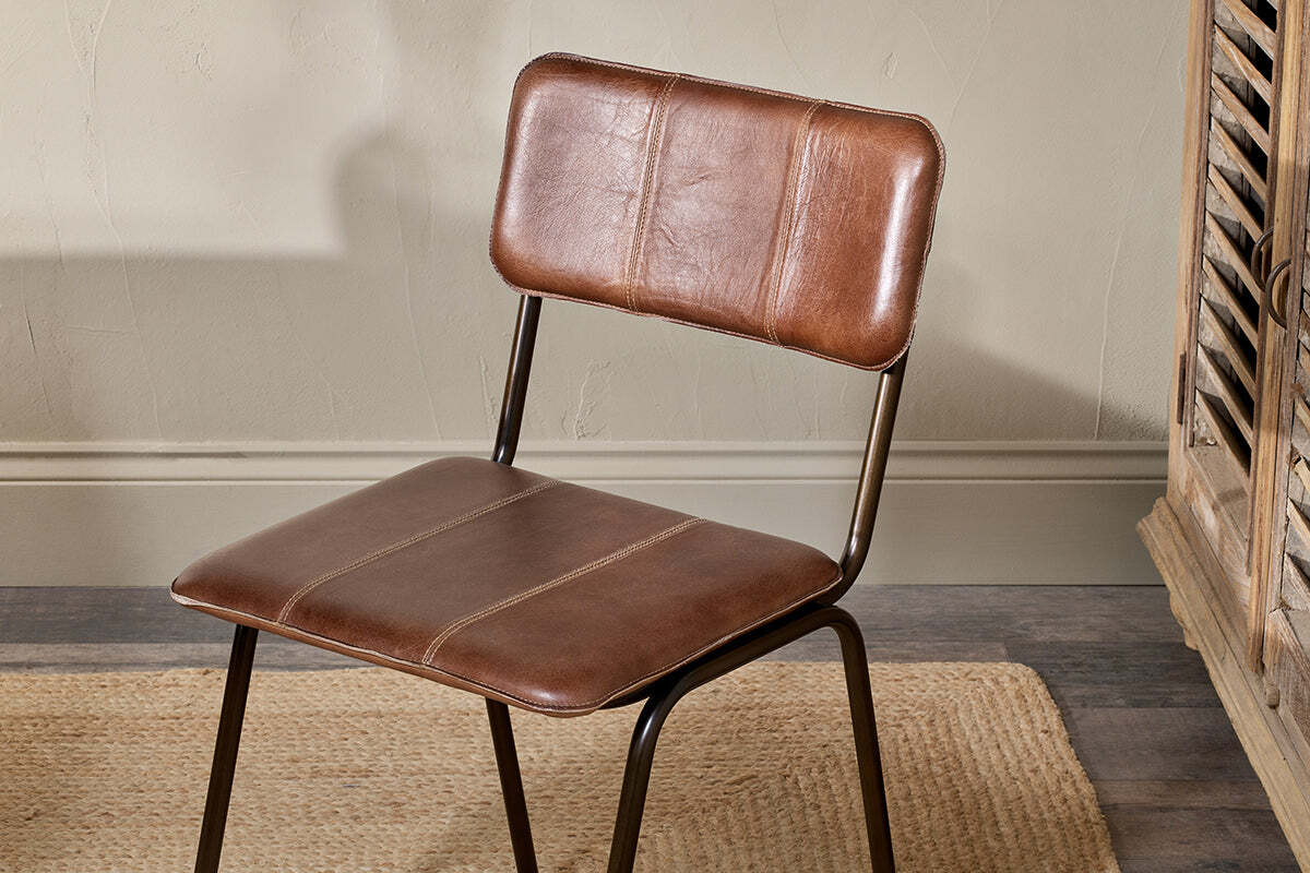 Ukari Leather Dining Chair - Chocolate Brown - Image 3