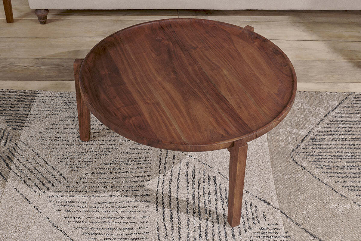 Umar Mango Wood Coffee Table - Dark Brown - Image 4