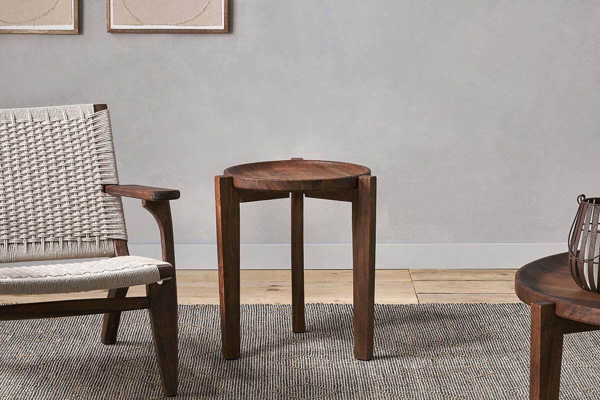 Umar Mango Wood Side Table - Dark Brown - Image 2