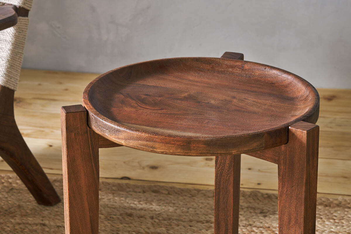Umar Mango Wood Side Table - Dark Brown - Image 3