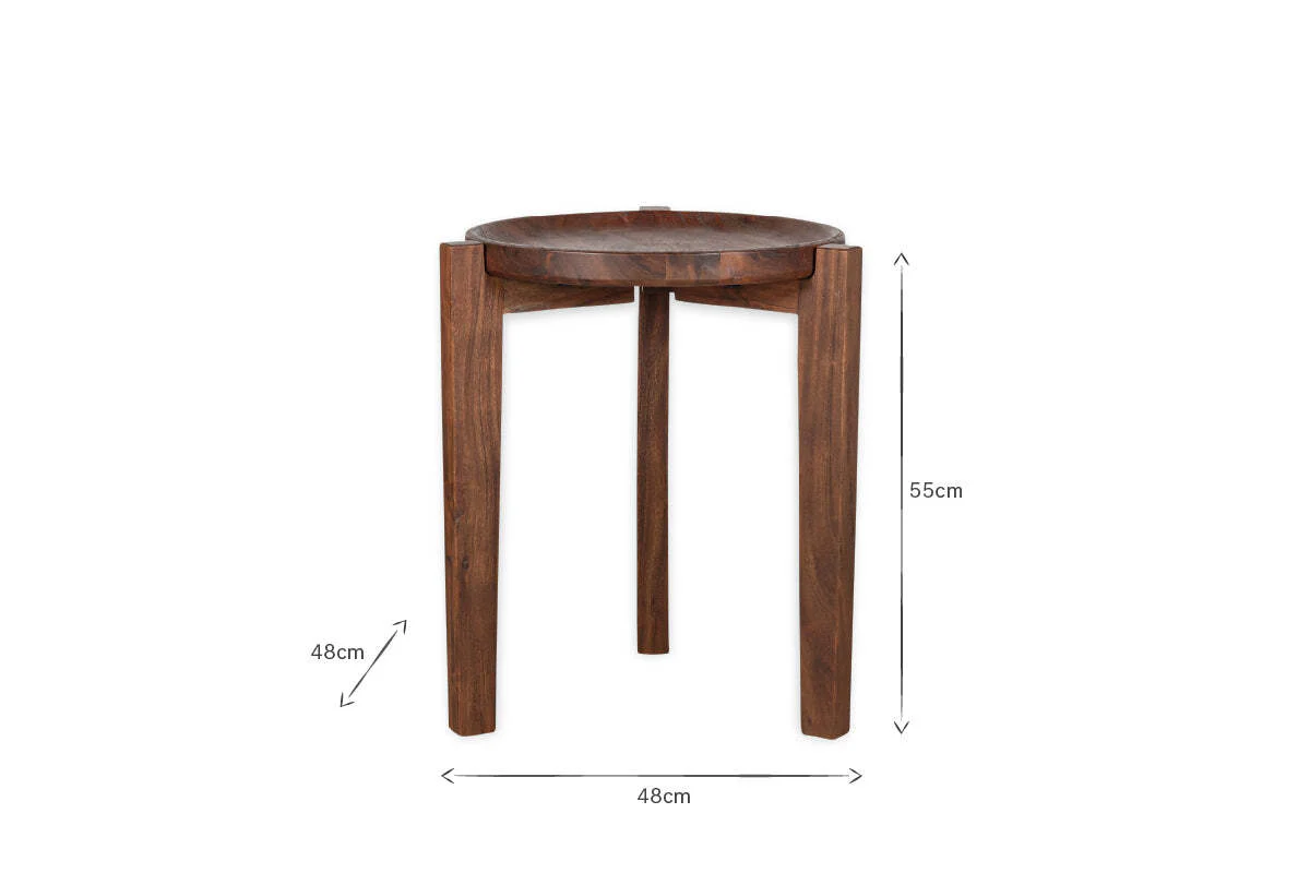 Umar Mango Wood Side Table - Dark Brown - Image 4