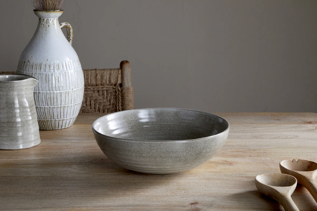 Valinha Earthenware Serving Bowl - Grey - Image 2