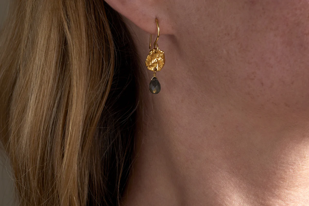 Veera Labradorite Earrings - Gold - Image 4