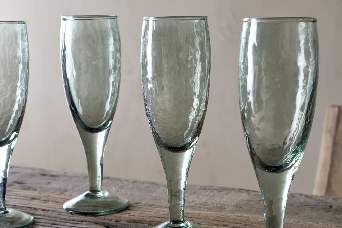 Yala Hammered Champagne Glass - Sage Green (Set of 4) - Image 3