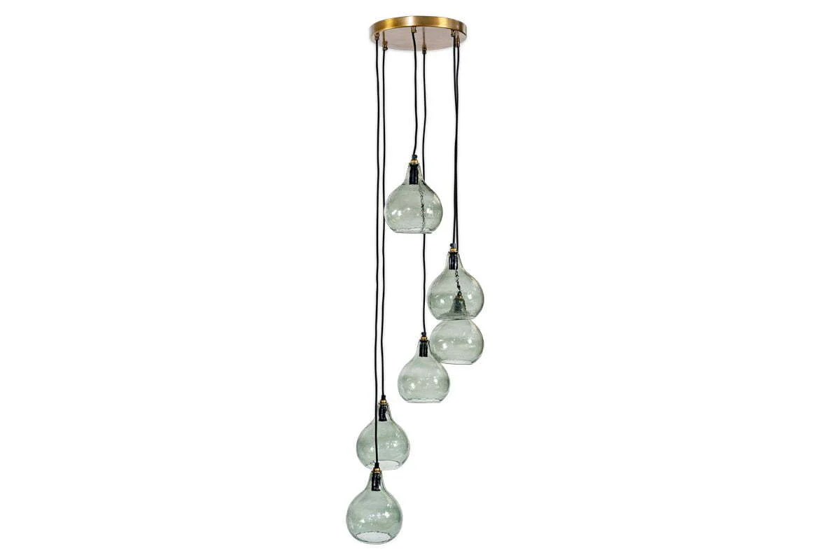 Ziva Statement Recycled Glass Cluster Pendant - Green Smoke - Image 7