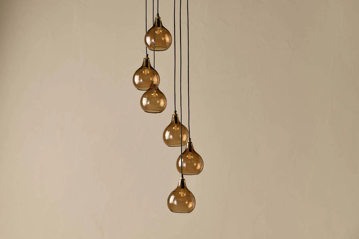 Ziva Statement Recycled Glass Cluster Pendant - Light Smoke Brown - Image 2