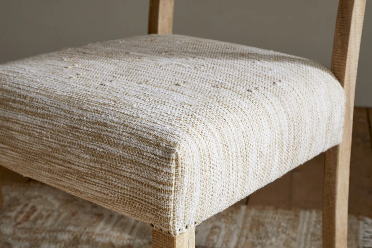 Zoha Cotton & Jute Upholstered Dining Chair - Natural - Image 5