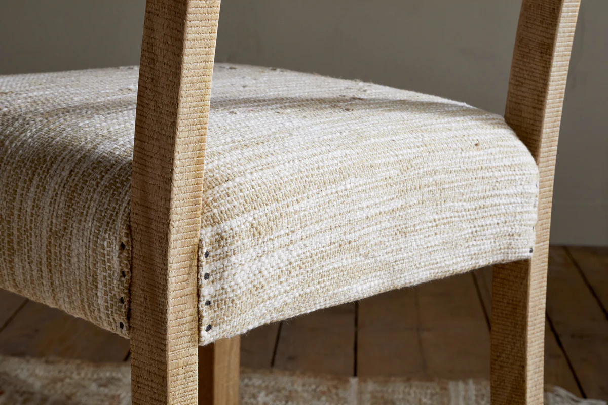Zoha Cotton & Jute Upholstered Dining Chair - Natural - Image 7
