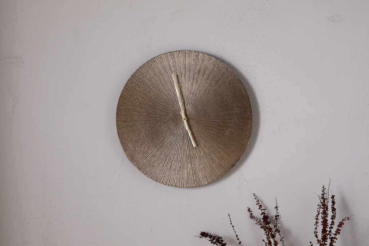 Zuwena Etched Wall Clock - Antique Brass - Image 2